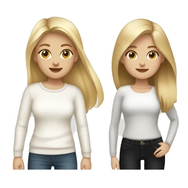 Two girls with black jeans and white pullover one blonde and one brown hair sticker