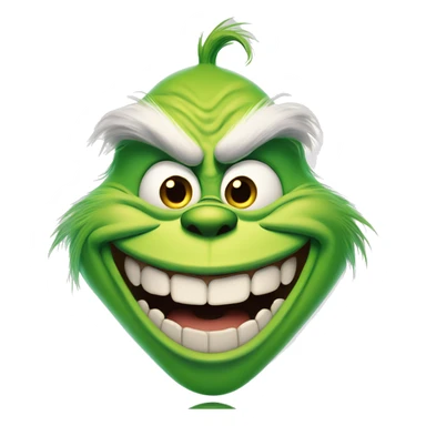 The grinch with a toothy maniacal smile staring at the camera sticker