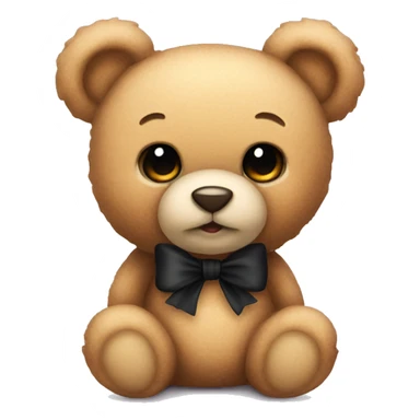Cute teddy bear with black bow sticker