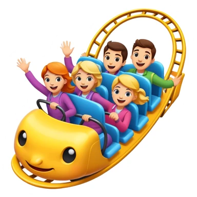 roller coaster with people riding, cheerful expressions sticker