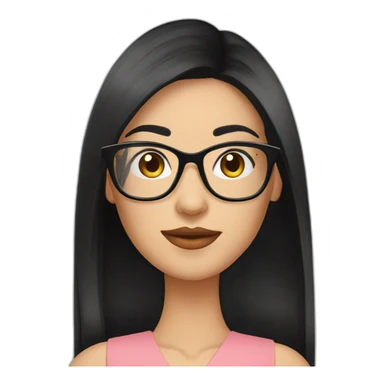 woman peach skin long black hair square glasses sticker