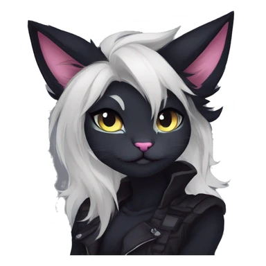 Edgy sharp anthro tomboy black cat furry by Falvie, LiLaiRa, griffsnuff, AngieWolf sticker
