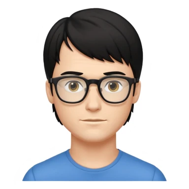 Beautiful thin guy, fair skin, glasses, and a short black mullet hairstyle, thin and muscled sticker