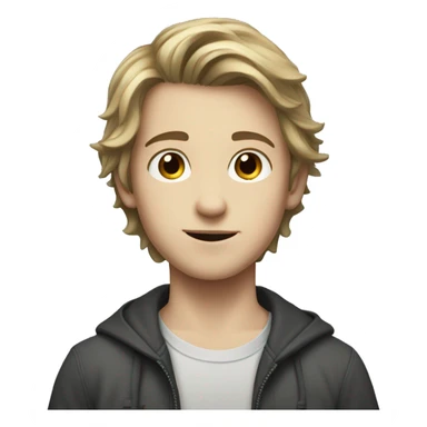 A young, white-skinned boy with soft, medium-length hair brown sticker