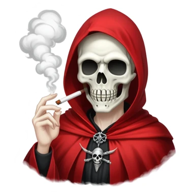 grim reaper in red cape smoking weed with loads of smoke sticker