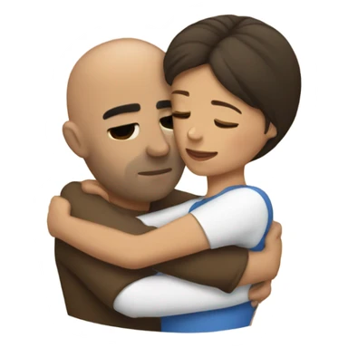 Comforting hug from brunette Puerto Rican to shorter bald male sticker