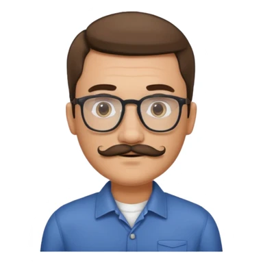 homme avec une coupe de cheveux raie au milieux lunette moustache sticker
