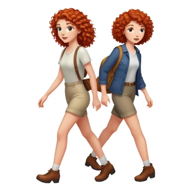 Red head curly hair girl walking with a tall brunette  sticker