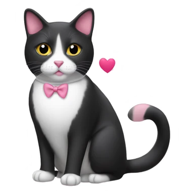Tuxedo cat with pink hearts sticker