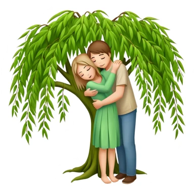 weeping willow tree with people hugging inside sticker