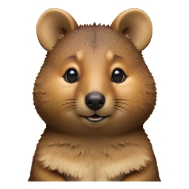 Cinematic Noble Quokka Portrait Emoji, Poised and regal, with a compact, endearing build and a smooth, well-groomed brown fur that glows with a hint of golden warmth, deep-set soulful eyes radiating kindness, Simplified yet sharp and sophisticated features, highly detailed, glowing with a soft, dignified glow, high shine, intelligent and joyful, stylized with an air of marsupial charm, focused and attentive, soft glowing outline, capturing the essence of a watchful and confident quokka, so majestic it feels as though it could bounce out of the screen with effortless authority! sticker