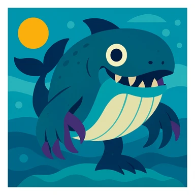 Big humpback whale monster sticker