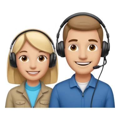 Couple + audio headsets, Tour Group. sticker