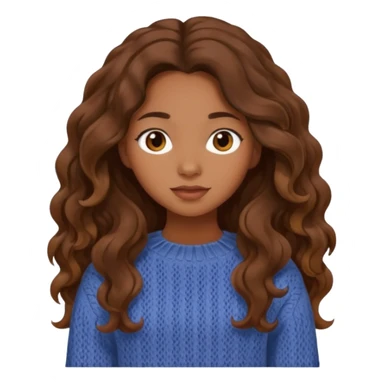 Cozy mixed girl with long wavy brown hair dressed for fall sticker