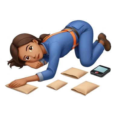 woman labour worker passed out on the floor sticker