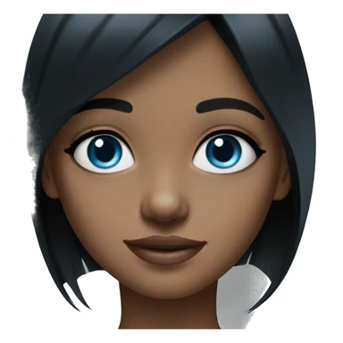 realistic portrait of black haired girl and blue eyes sticker