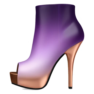 Realistic Isolated pair of dark purple to light purple ombre with rose gold toe facing forward peep toe ankle bootie boots.  sticker