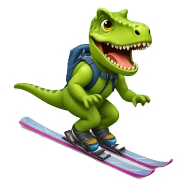 dino skiing sticker