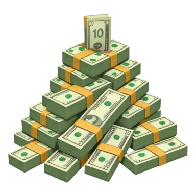 cash pile, make bills rectangular, next to a "10x" factor, looking like 10x CASH PILE sticker