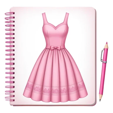 sketchbook with dress drawings in pink  sticker