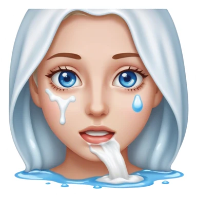 milk splashed on woman’s face blue eyes sticker