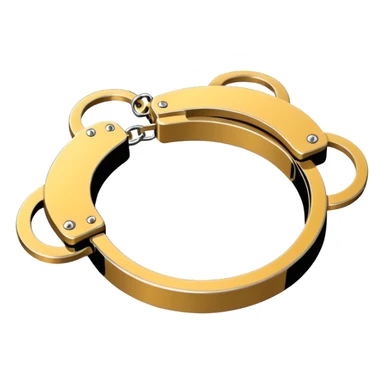Minimalistic metallic handcuffs emoji, reflective metal, simple flat vector design, futuristic style sticker
