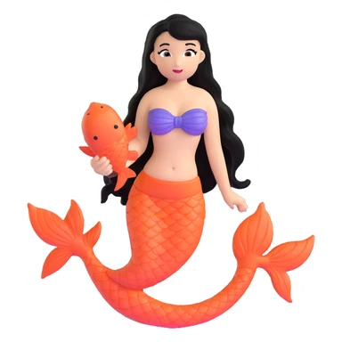 koi mermaid with tanned skin and long black hair sticker