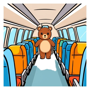 Public airplane with bear inside sticker