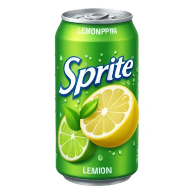 Draw a Sprite can with green label, yellow logo & lemon-lime graphics. sticker