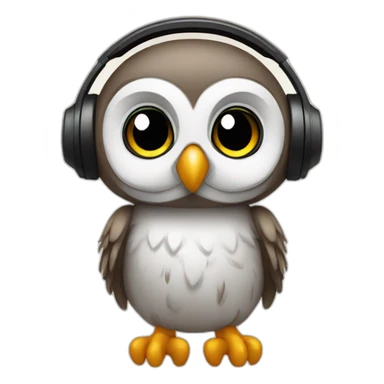 baby owl-with-headset sticker