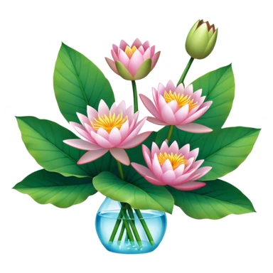 big bouquet Water Lily, stem, Water Lily leaf sticker