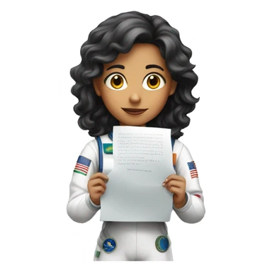 Saudi girl astronaut holding paper sticker