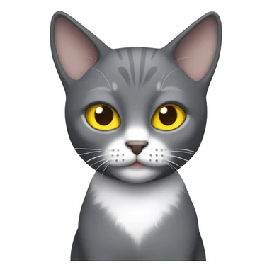 Grey cat with white patch on neck and yellow eyes  sticker