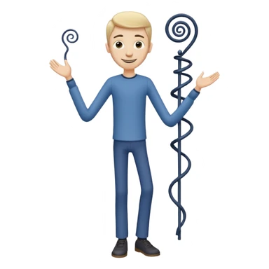 
Theo → “Thin Theo”

Aspetto Toon: Alto, esile, con un corpo filiforme quasi da marionetta. Il volto è sempre sorridente ma gli occhi sono due spirali ipnotiche. Cammina traballando come un cartone animato che sembra cadere ma non cade mai.
 sticker