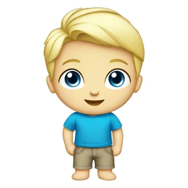 Boy blonde toddler full body blue eyes t shirst sticker