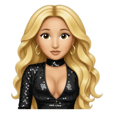 Adrienne Bailon from 3lw/Cheetah Girls with long golden blonde hair, black sequin outfit sticker