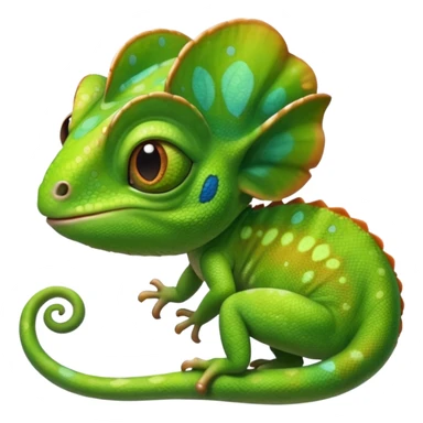 Emoji de camaleón, que sea bonito, tierno y único para compartir con mi pareja, entonces que sea único, que sea parecido al camaleón de la película de rapumcel de Disney  sticker