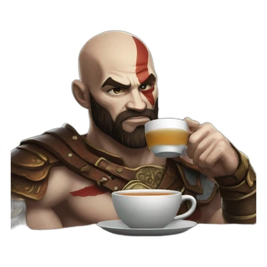 Kratos drinking tea sticker
