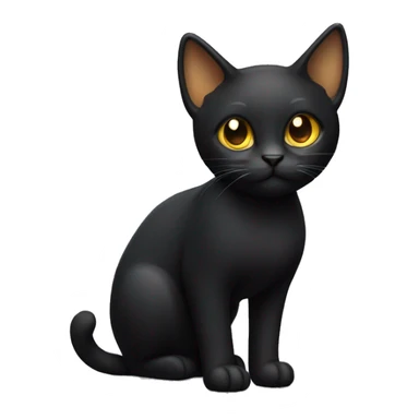 Small sleek black cat full body golden eyes with ear tufts sticker