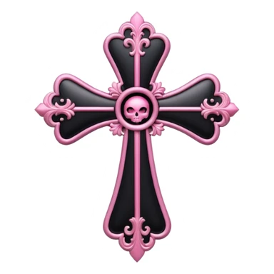 realistic 3d soft cute black pink goth cross , no woman sticker
