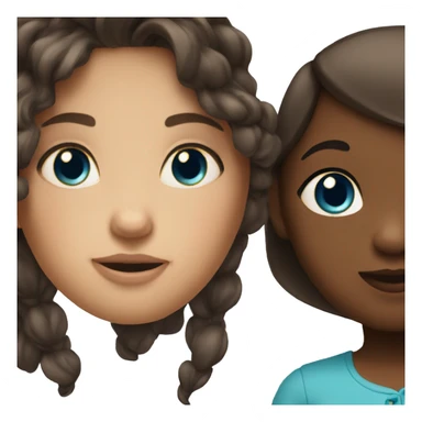 Fair hair woman with blue eyes with dark haired toddler with brown eyes sticker