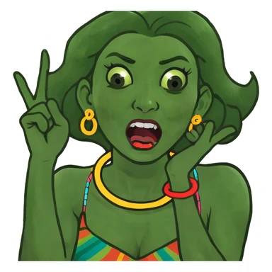 Arms crossed holding neck screaming woman  sticker