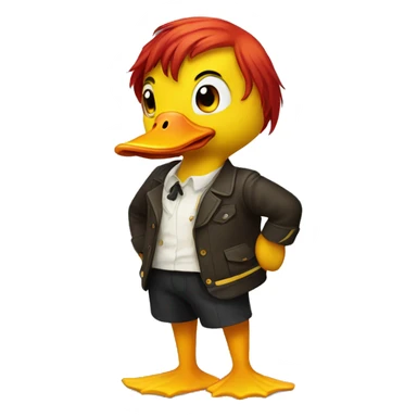Yellow duck with red hair sticker