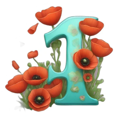 magical letters with poppies sticker