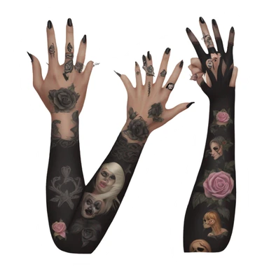 Feminine arm, black fingernails and gothic tattoos  sticker