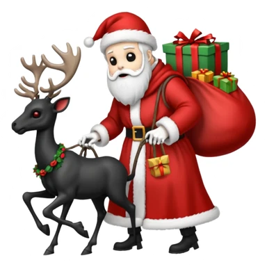 the Grim reaper dressed as Santa.... What gifts would be in his Sleigh.... What would his Sleigh likely look like.... Would the reindeer be skeletons, or ordinary reindeer sticker