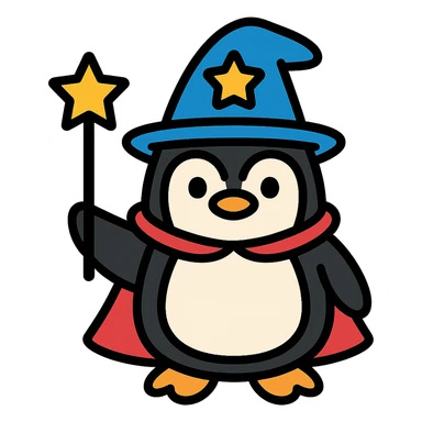 A penguin wizard sticker