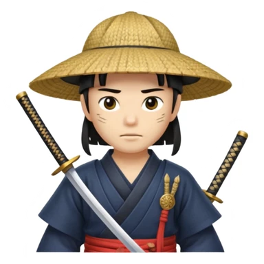 Samurais in Hat, Samurai with straw hat and sword sheath sticker