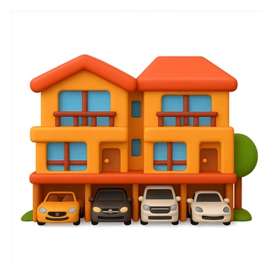 Transform the house in the reference image into a playful 3D emoji-style home with simplified and stylized features. Keep the main features recognizable but adapt them to a 3D emoji look. The background should be transparent. sticker