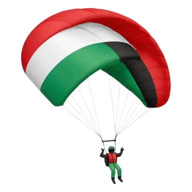 a palestinian flag with a paraglider, respect scrupulously the correct shapes and colours of the palestinian flag, try again sticker